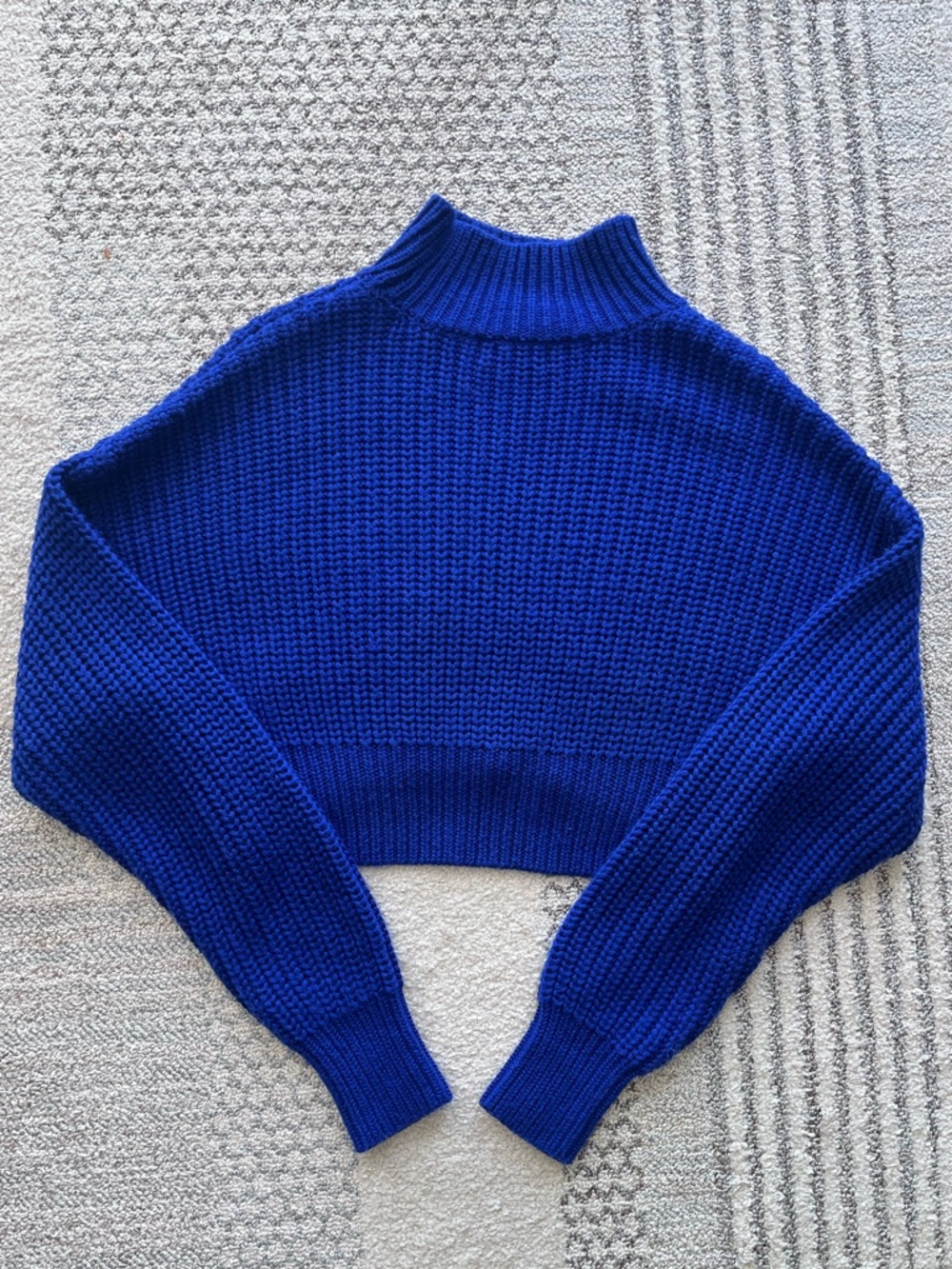 Lovers + Friends Royal Blue Cropped Turtleneck Sweater